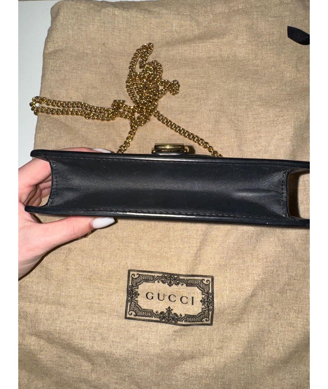GUCCI Черная кожаная сумка через плечо, фото 3
