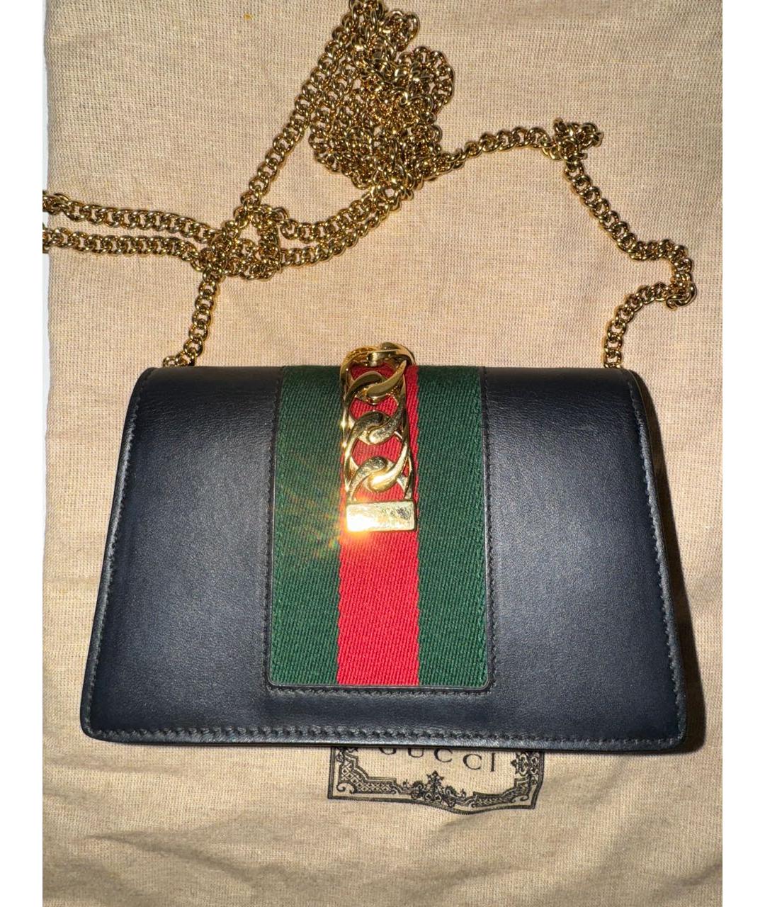 GUCCI Черная кожаная сумка через плечо, фото 2