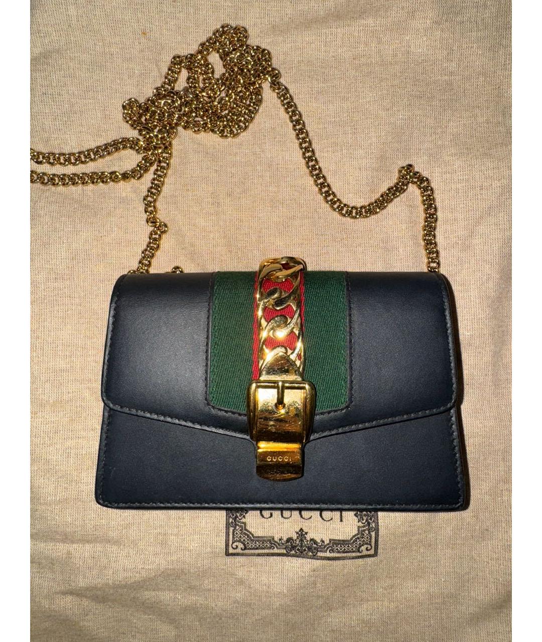 GUCCI Черная кожаная сумка через плечо, фото 4