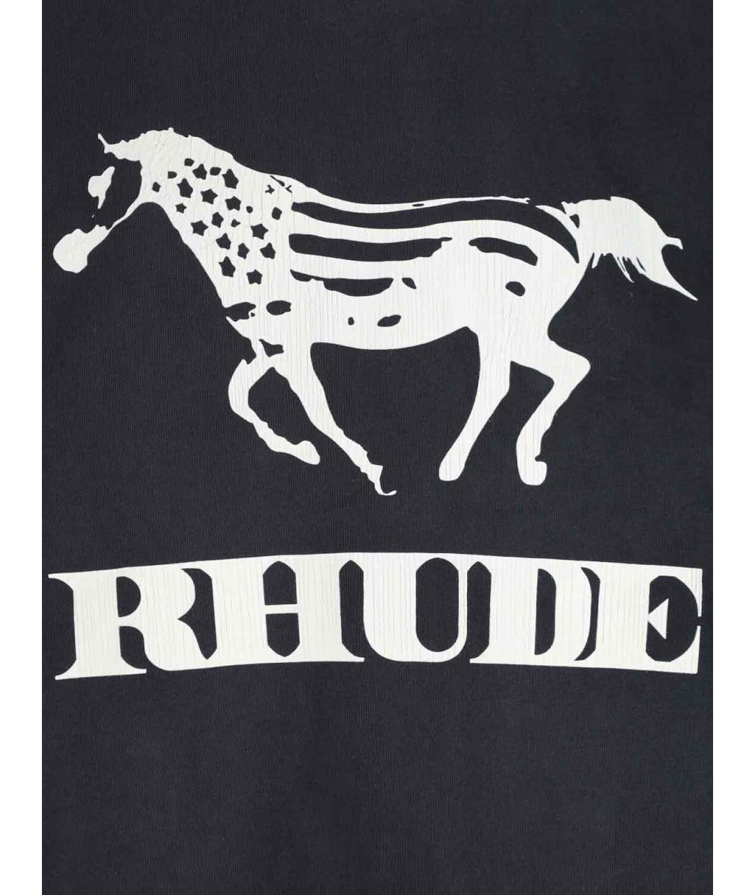 RHUDE Черная хлопковая футболка, фото 3