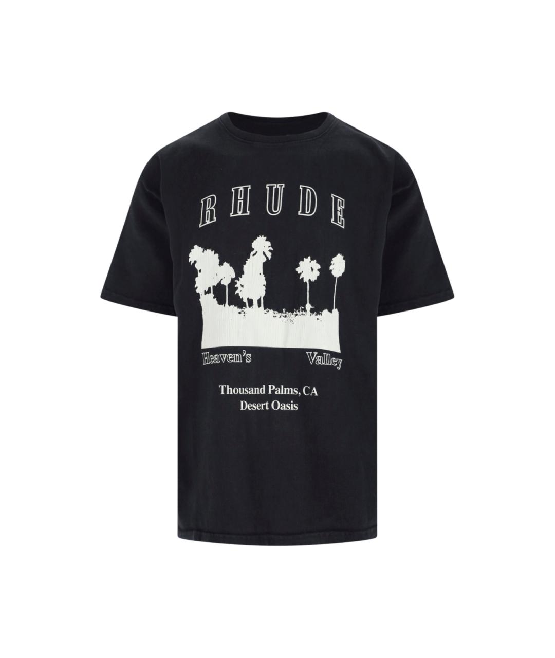RHUDE Черная хлопковая футболка, фото 1