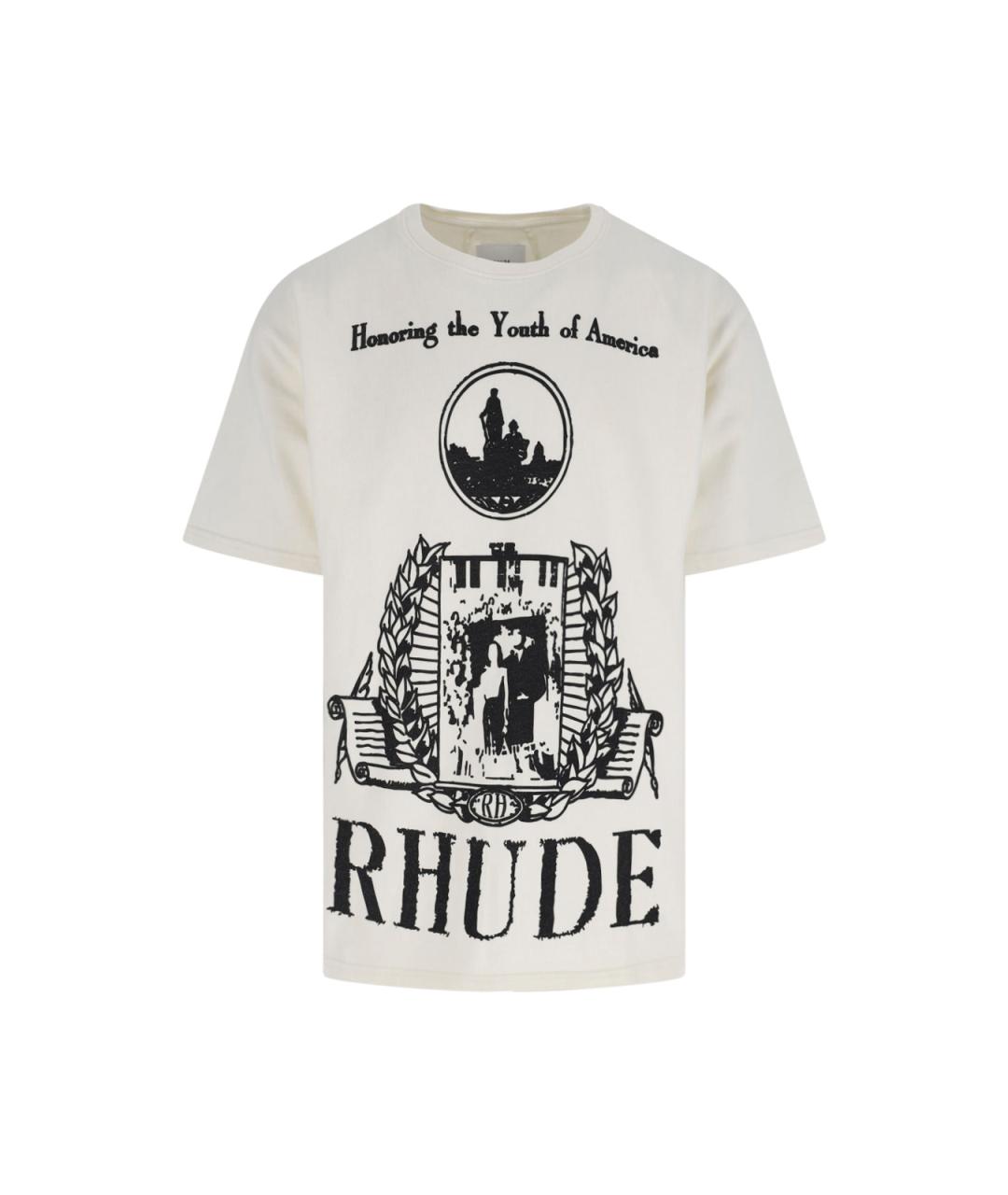 RHUDE Белая хлопковая футболка, фото 1