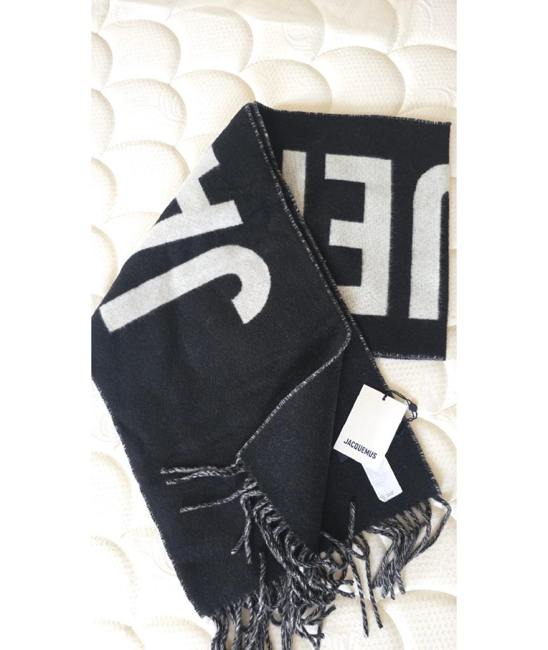 JACQUEMUS Черный шерстяной шарф, фото 5
