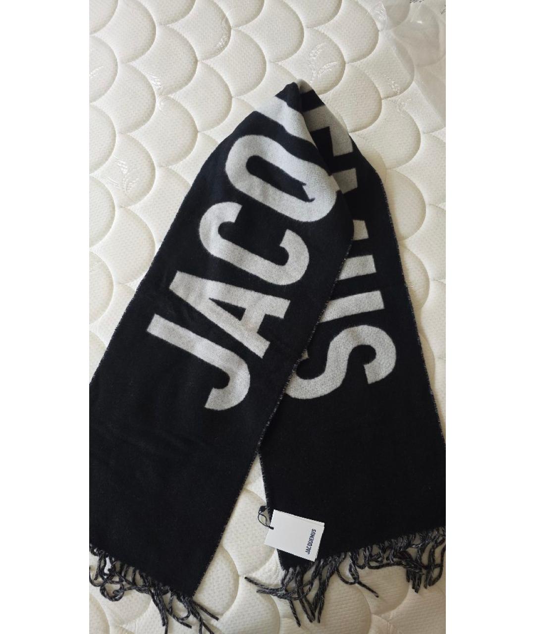 JACQUEMUS Черный шерстяной шарф, фото 3