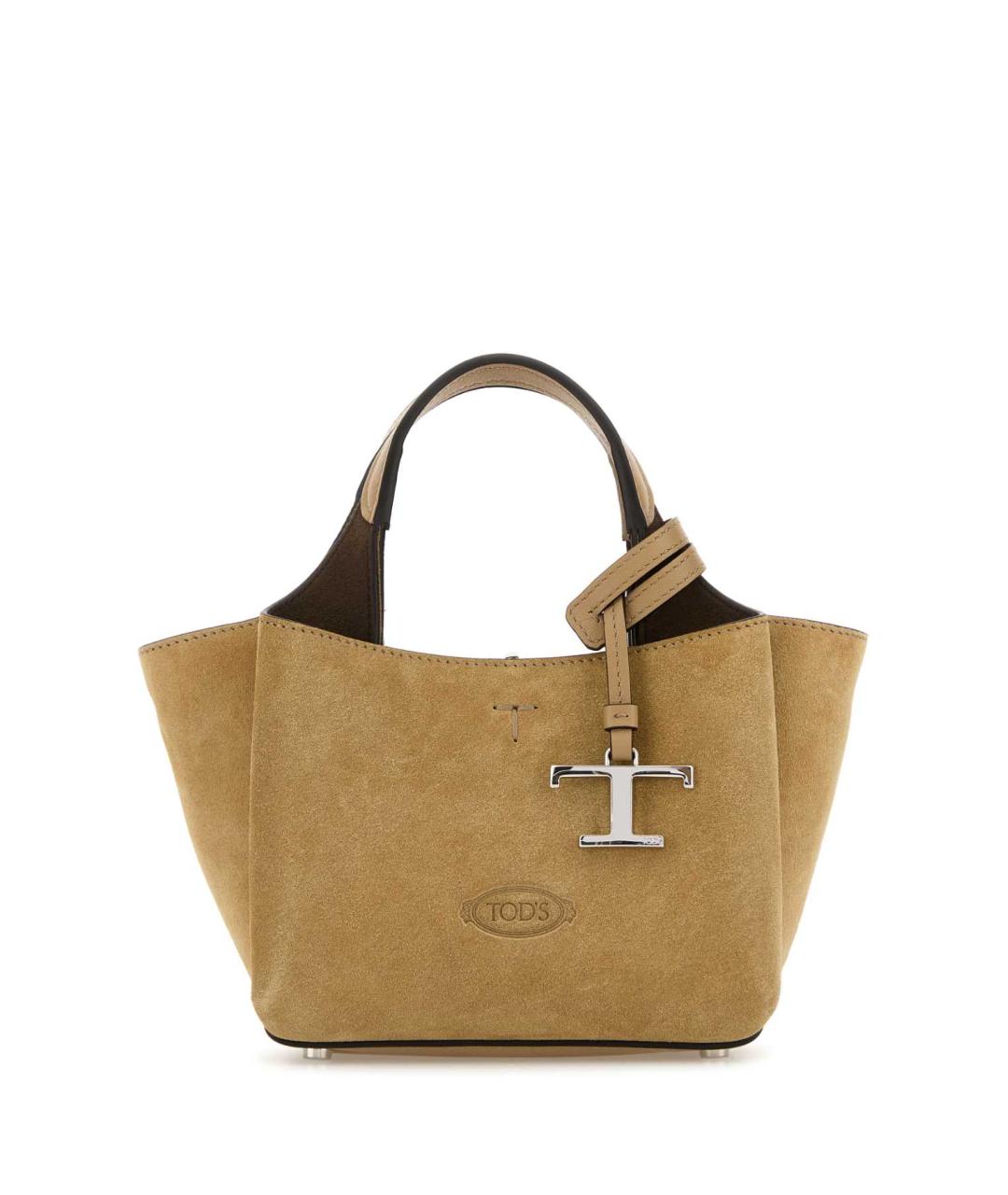 TOD'S Горчичная кожаная сумка с короткими ручками, фото 1