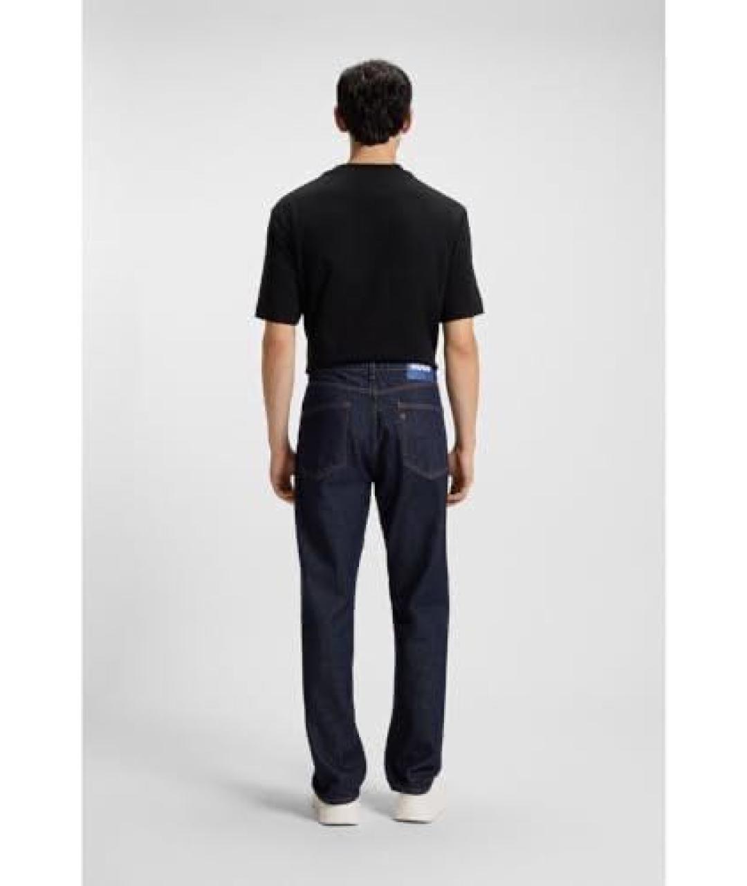 HUGO BOSS Темно-синие хлопковые прямые джинсы, фото 8