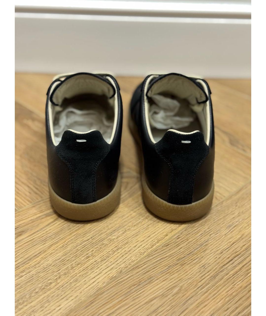 MAISON MARGIELA Черные кожаные кеды, фото 4