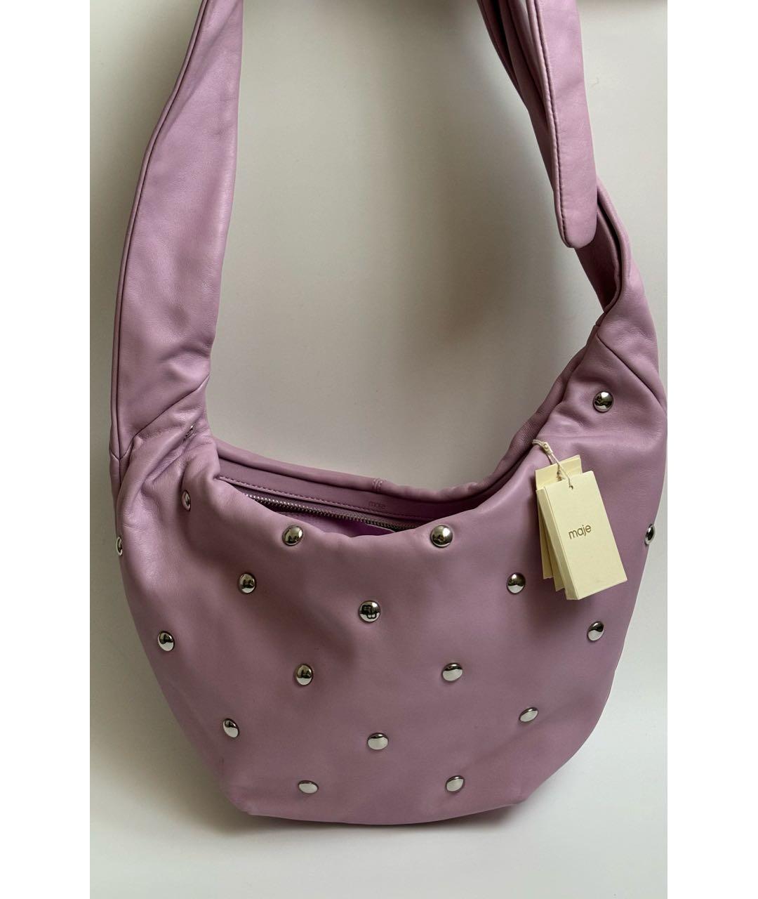 MAJE Розовая кожаная сумка тоут, фото 2