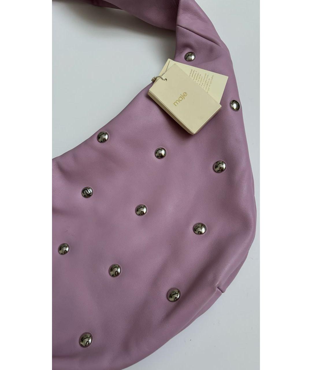 MAJE Розовая кожаная сумка тоут, фото 7