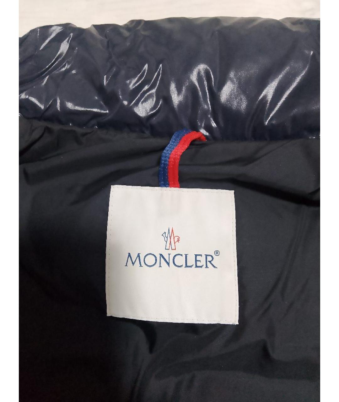 MONCLER Темно-синий полиэстеровый пуховик, фото 3