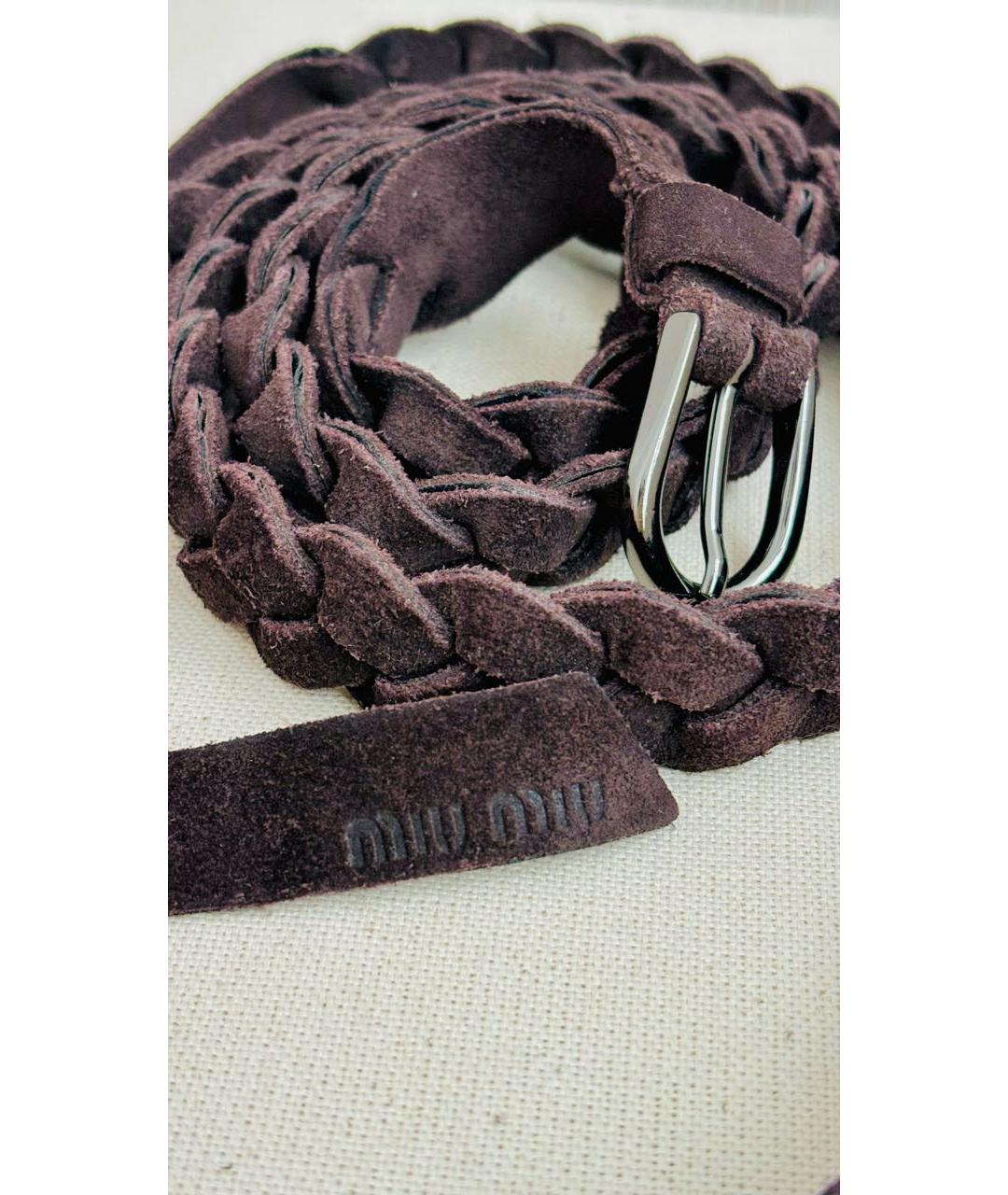 MIU MIU Коричневый замшевый ремень, фото 3