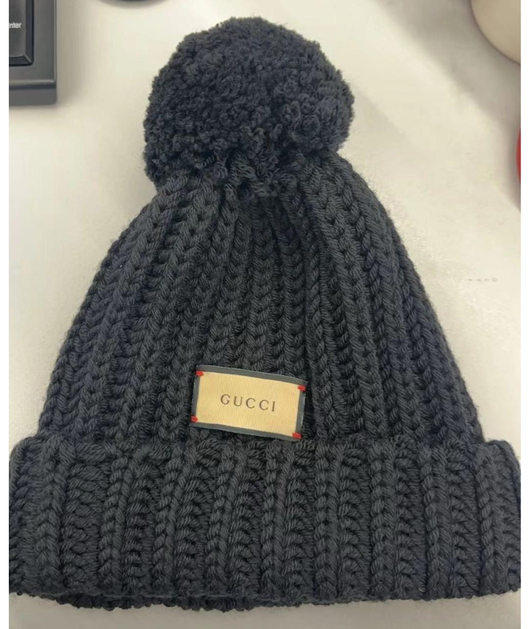 GUCCI Черная шерстяная шапка, фото 6