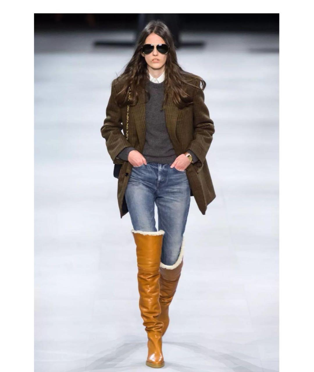 CELINE Коричневые кожаные ботфорты, фото 4