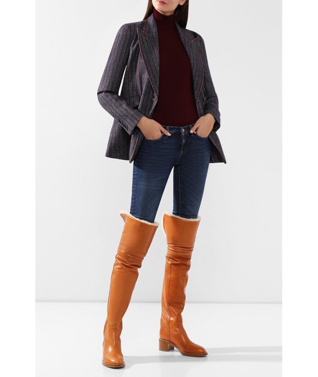 CELINE Коричневые кожаные ботфорты, фото 8