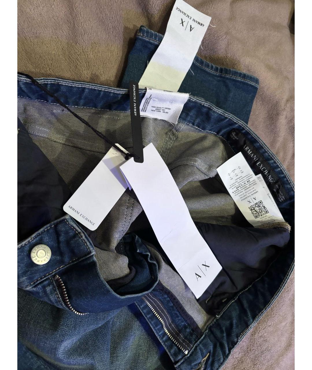 ARMANI EXCHANGE Синие хлопко-эластановые прямые джинсы, фото 3