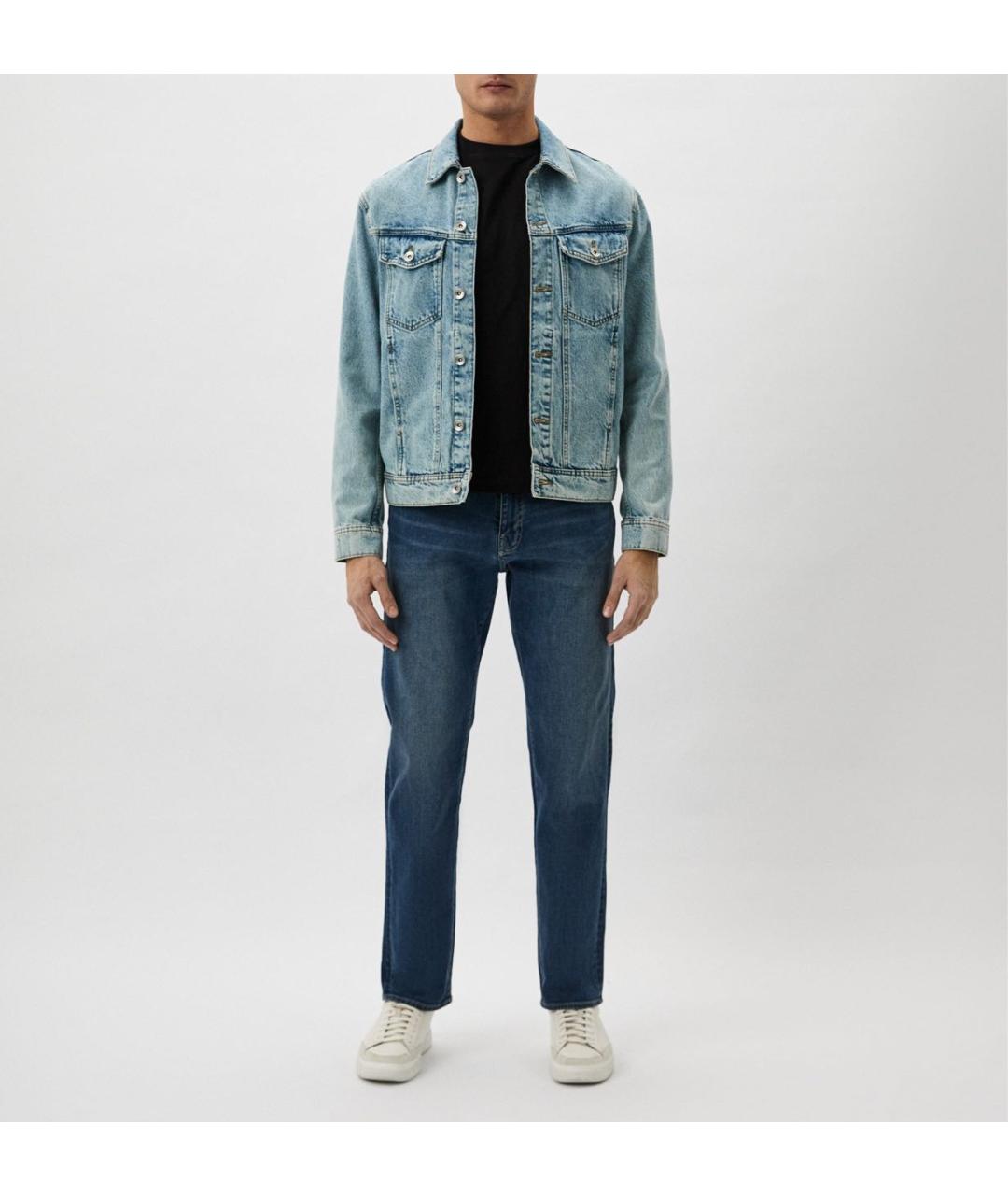 ARMANI EXCHANGE Синие хлопко-эластановые прямые джинсы, фото 6