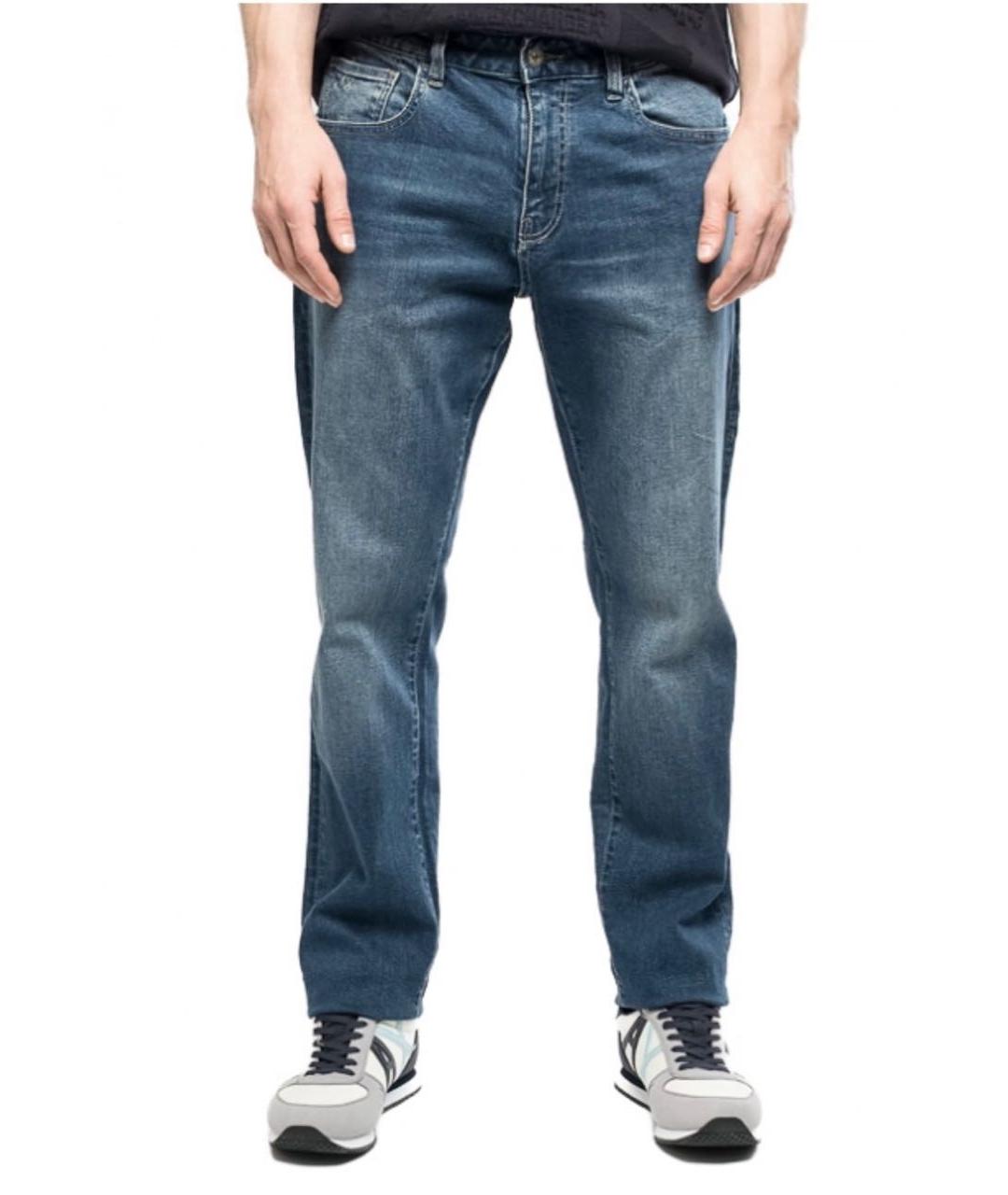 ARMANI EXCHANGE Синие хлопко-эластановые прямые джинсы, фото 8