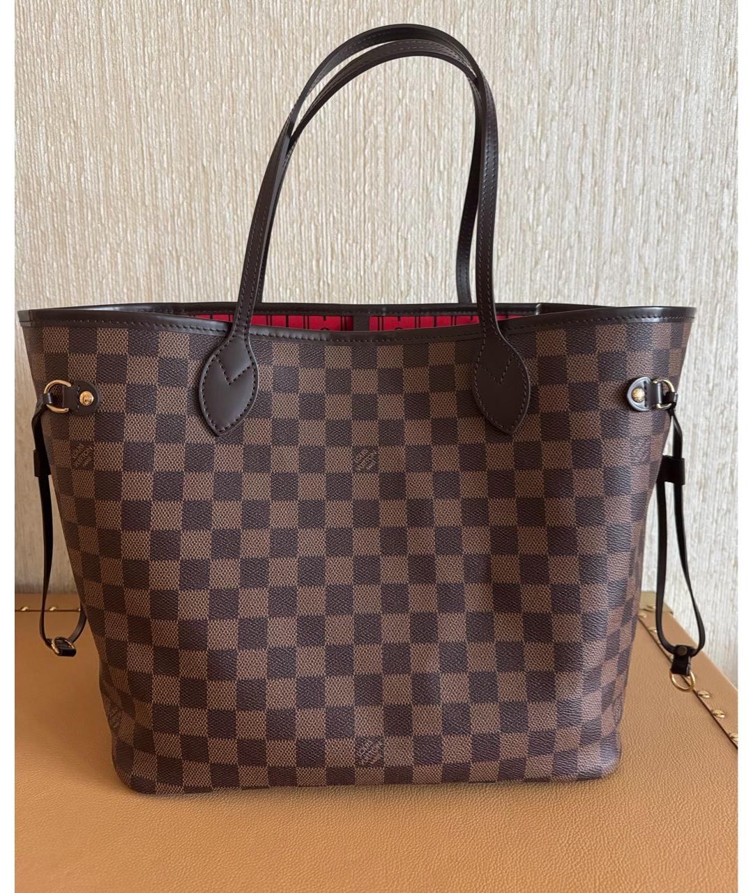 LOUIS VUITTON Коричневая кожаная сумка тоут, фото 3