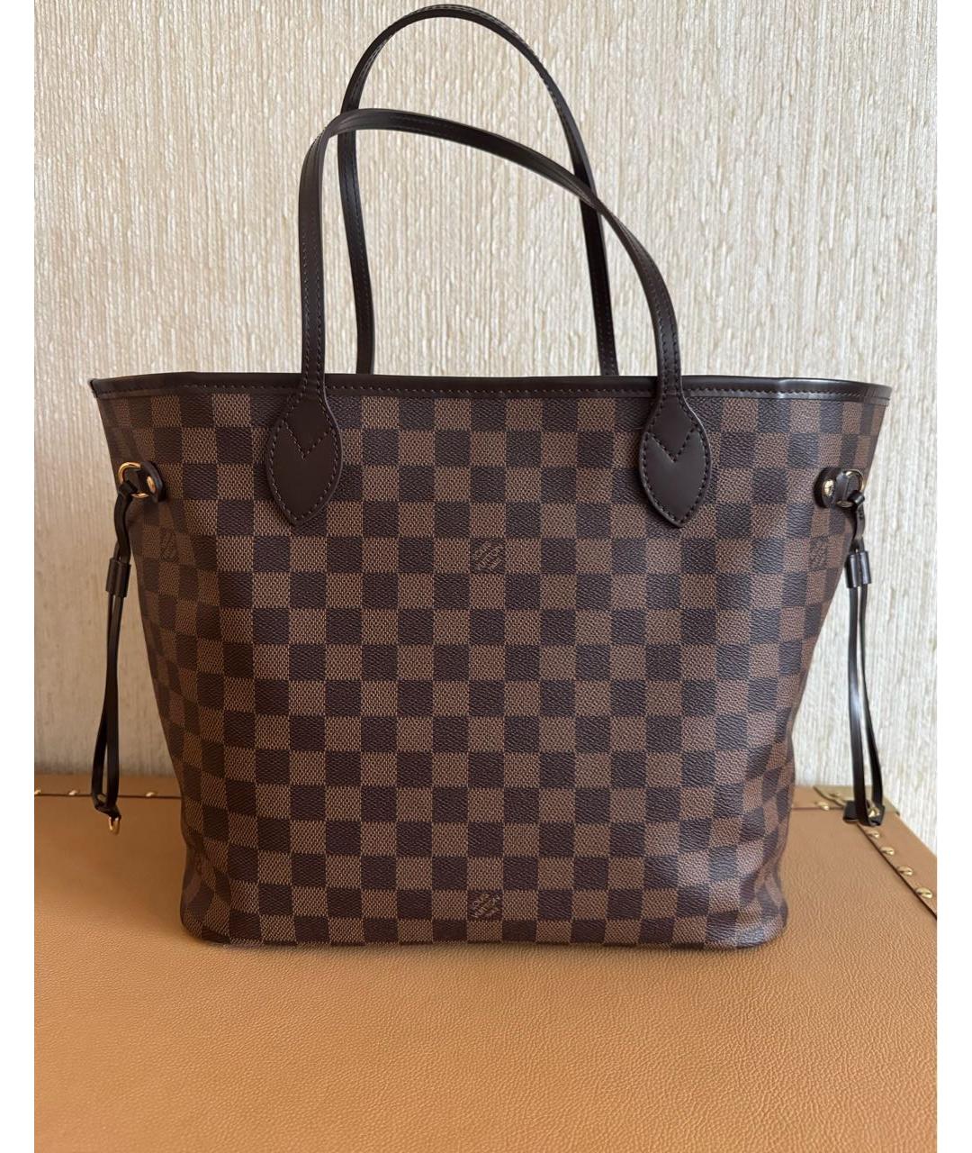 LOUIS VUITTON Коричневая кожаная сумка тоут, фото 8