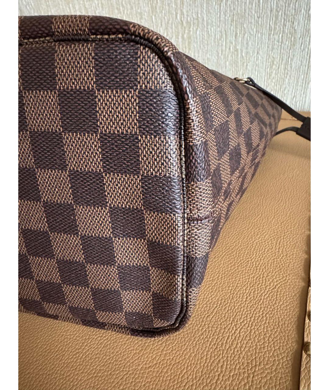 LOUIS VUITTON Коричневая кожаная сумка тоут, фото 7