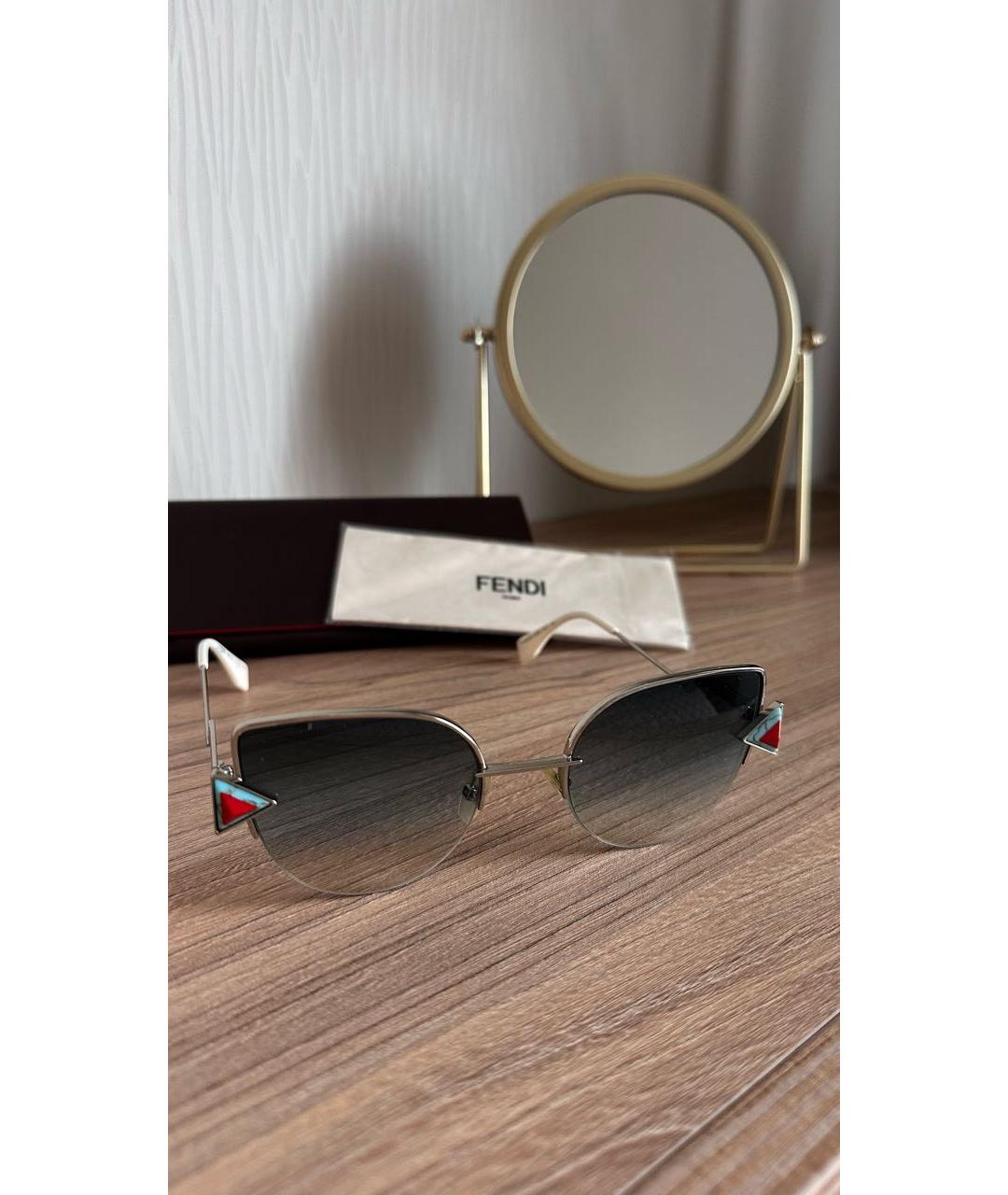 FENDI Голубые металлические солнцезащитные очки, фото 8