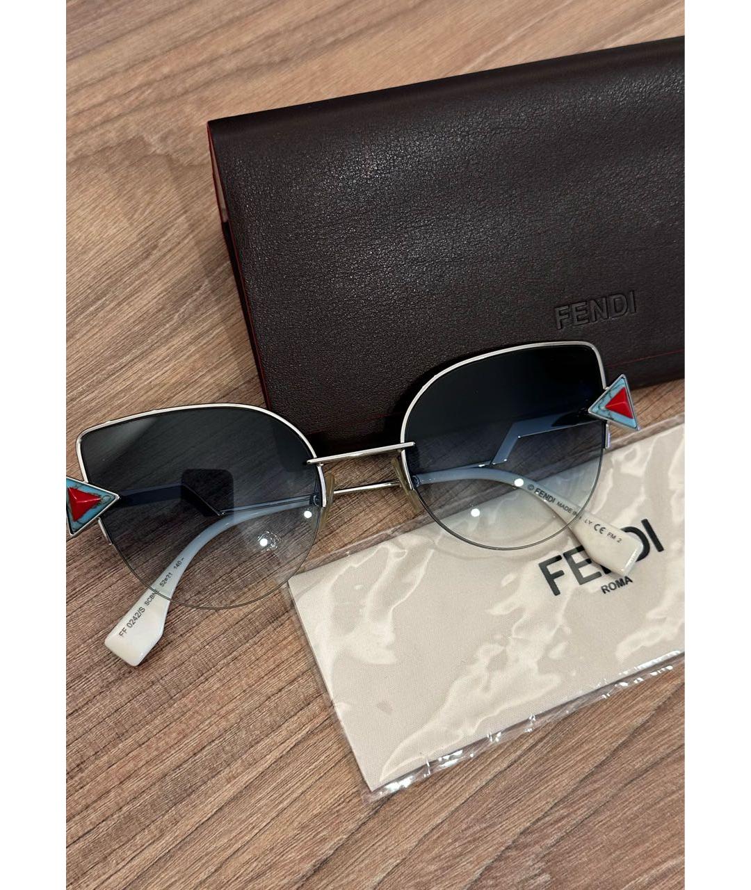 FENDI Голубые металлические солнцезащитные очки, фото 2
