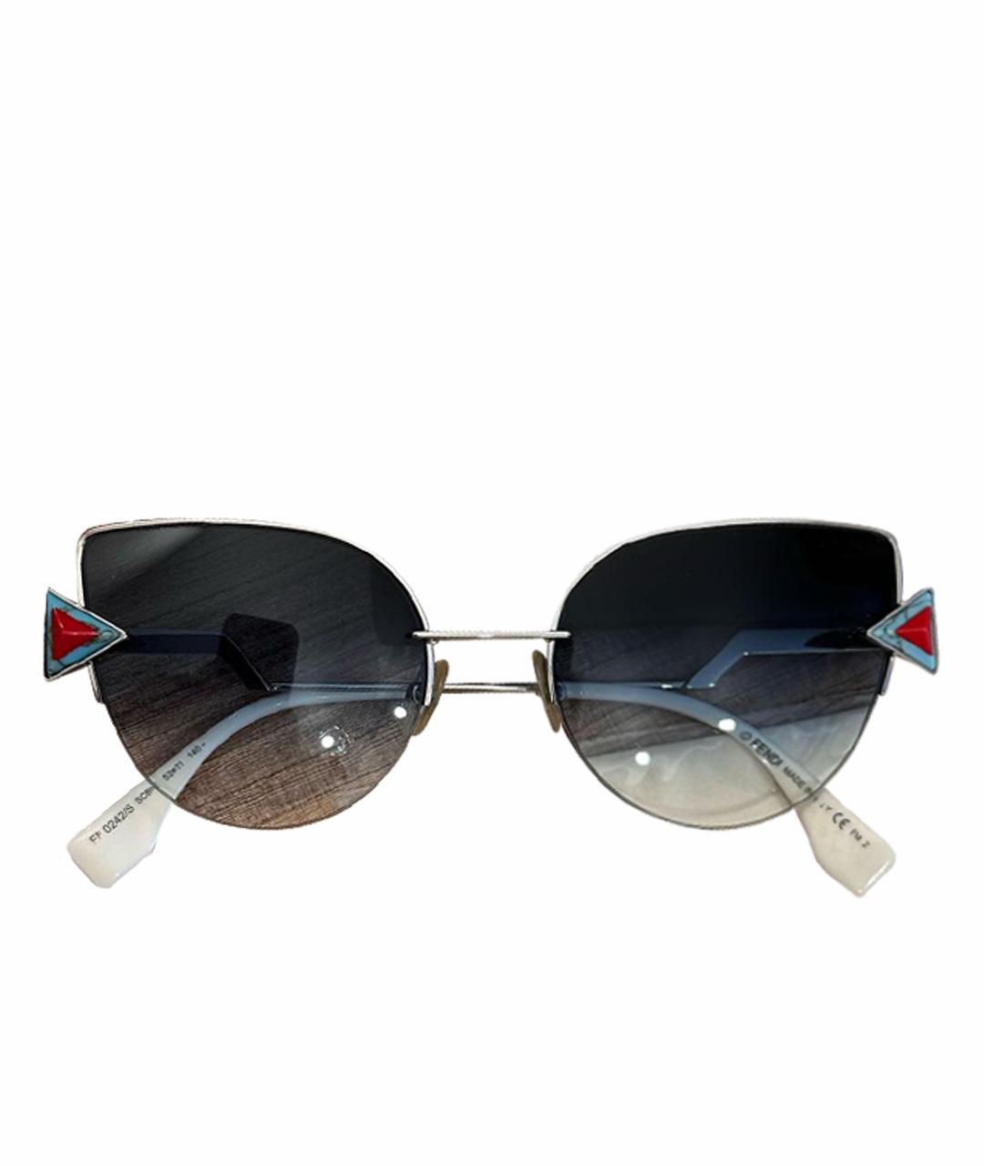 FENDI Голубые металлические солнцезащитные очки, фото 1