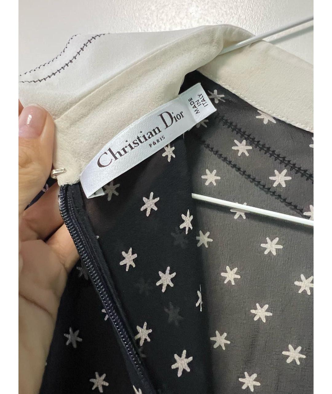 CHRISTIAN DIOR Темно-синее шелковое повседневное платье, фото 3