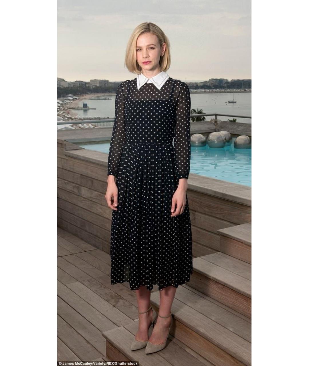 CHRISTIAN DIOR Темно-синее шелковое повседневное платье, фото 5