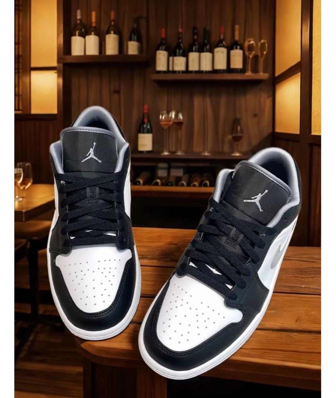 JORDAN Черные кожаные низкие кроссовки / кеды, фото 4