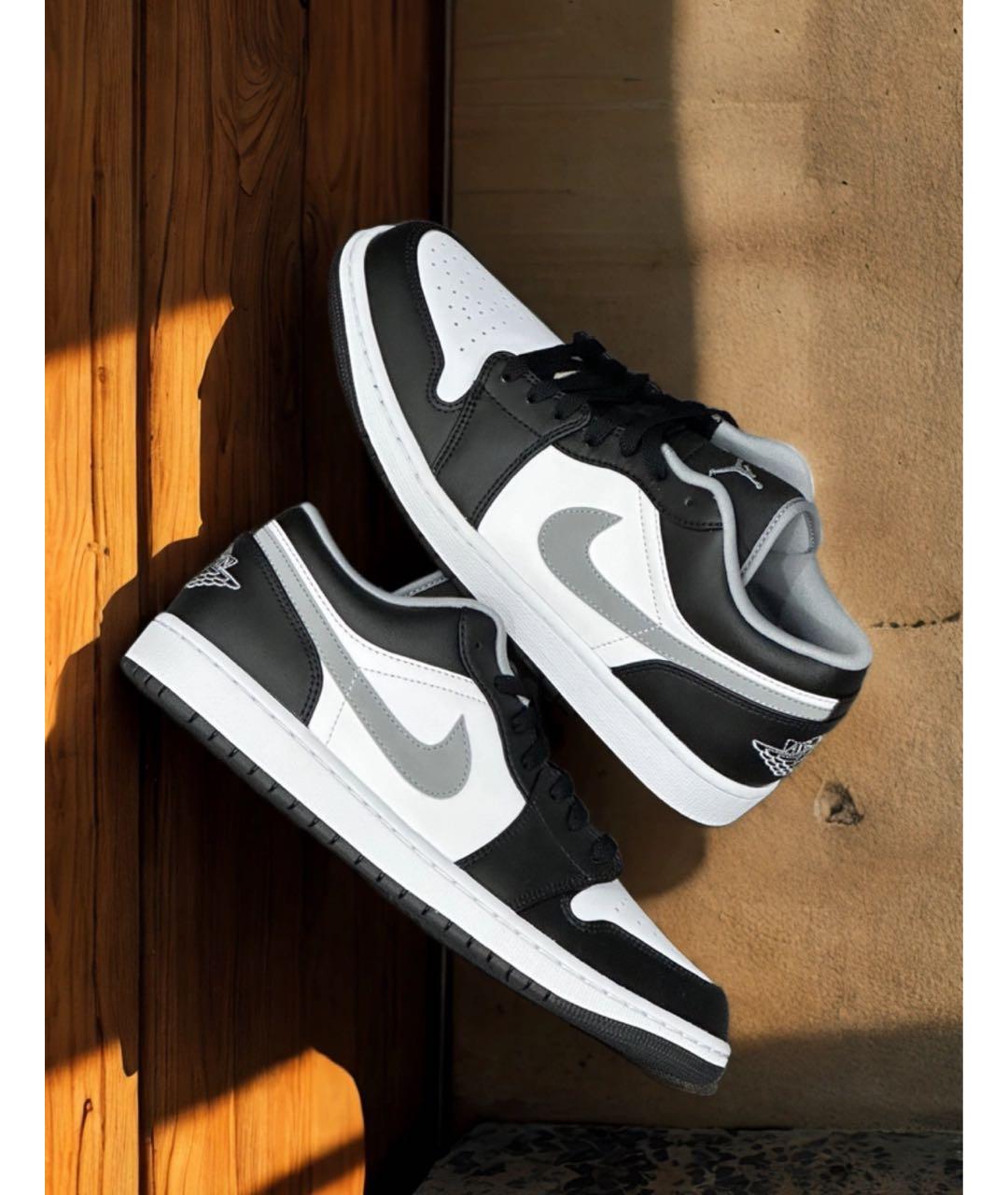 JORDAN Черные кожаные низкие кроссовки / кеды, фото 2