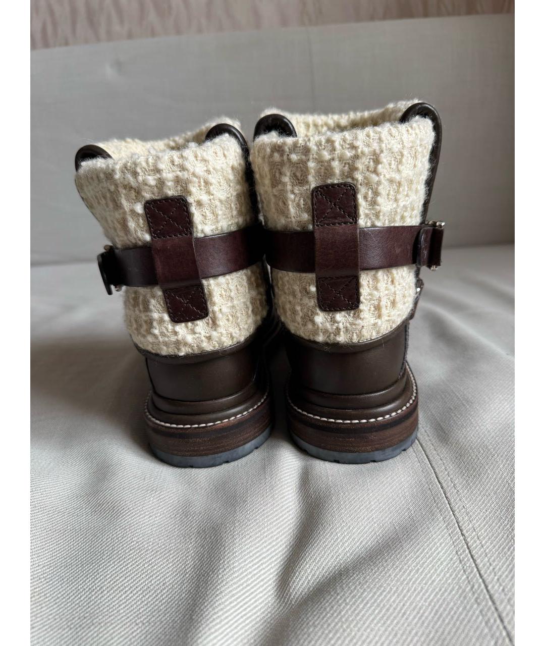 CHANEL Коричневые кожаные ботинки, фото 4