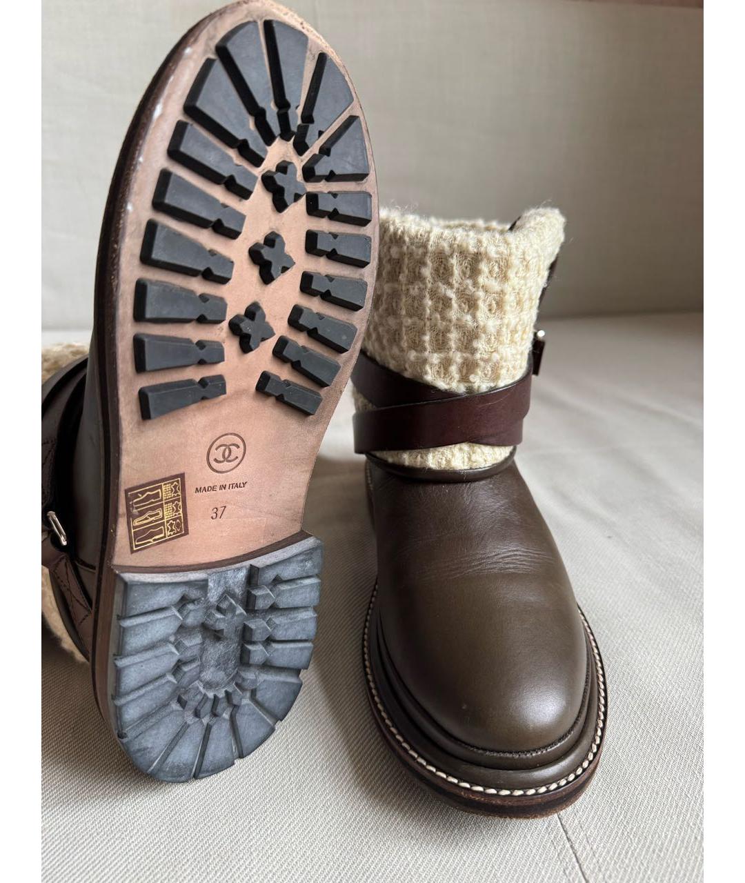 CHANEL Коричневые кожаные ботинки, фото 7