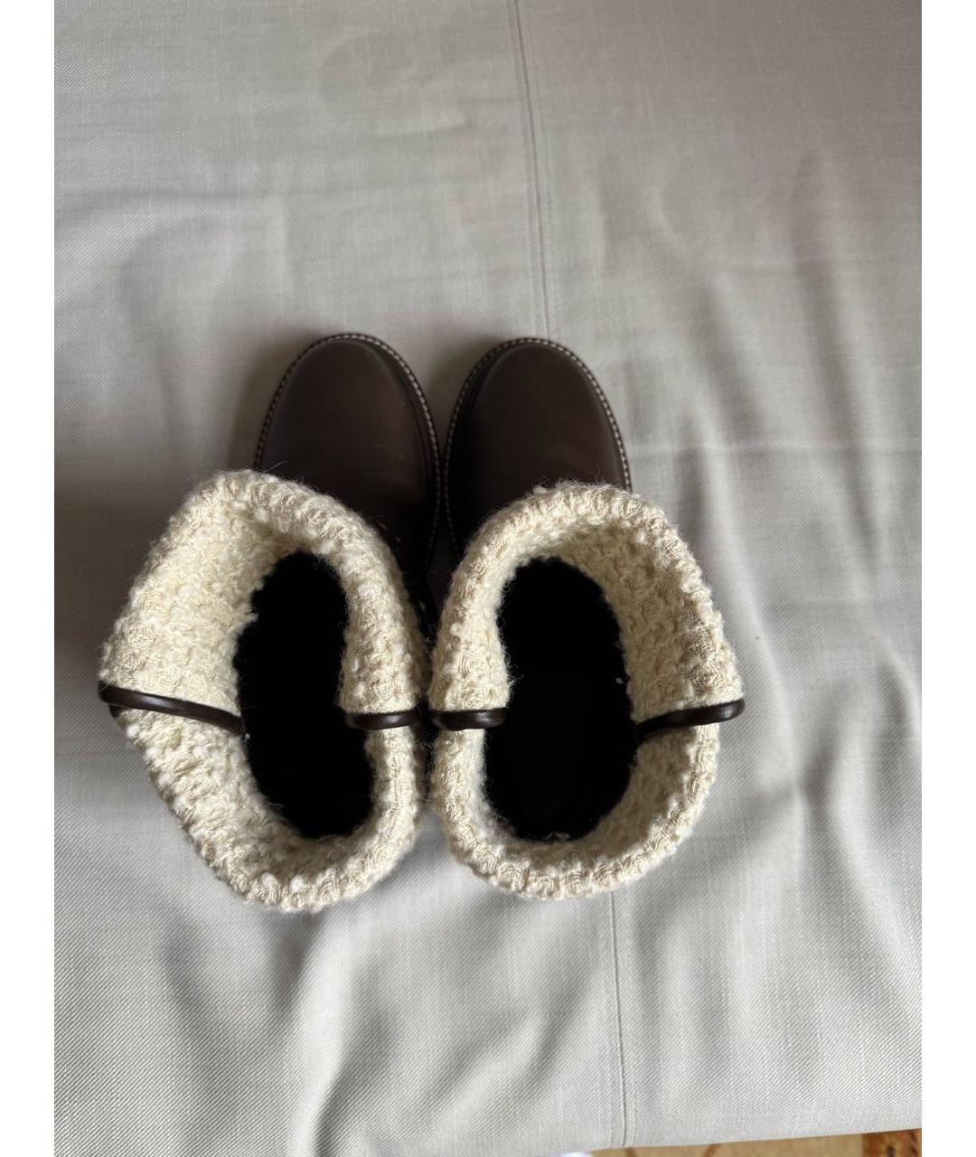 CHANEL Коричневые кожаные ботинки, фото 3