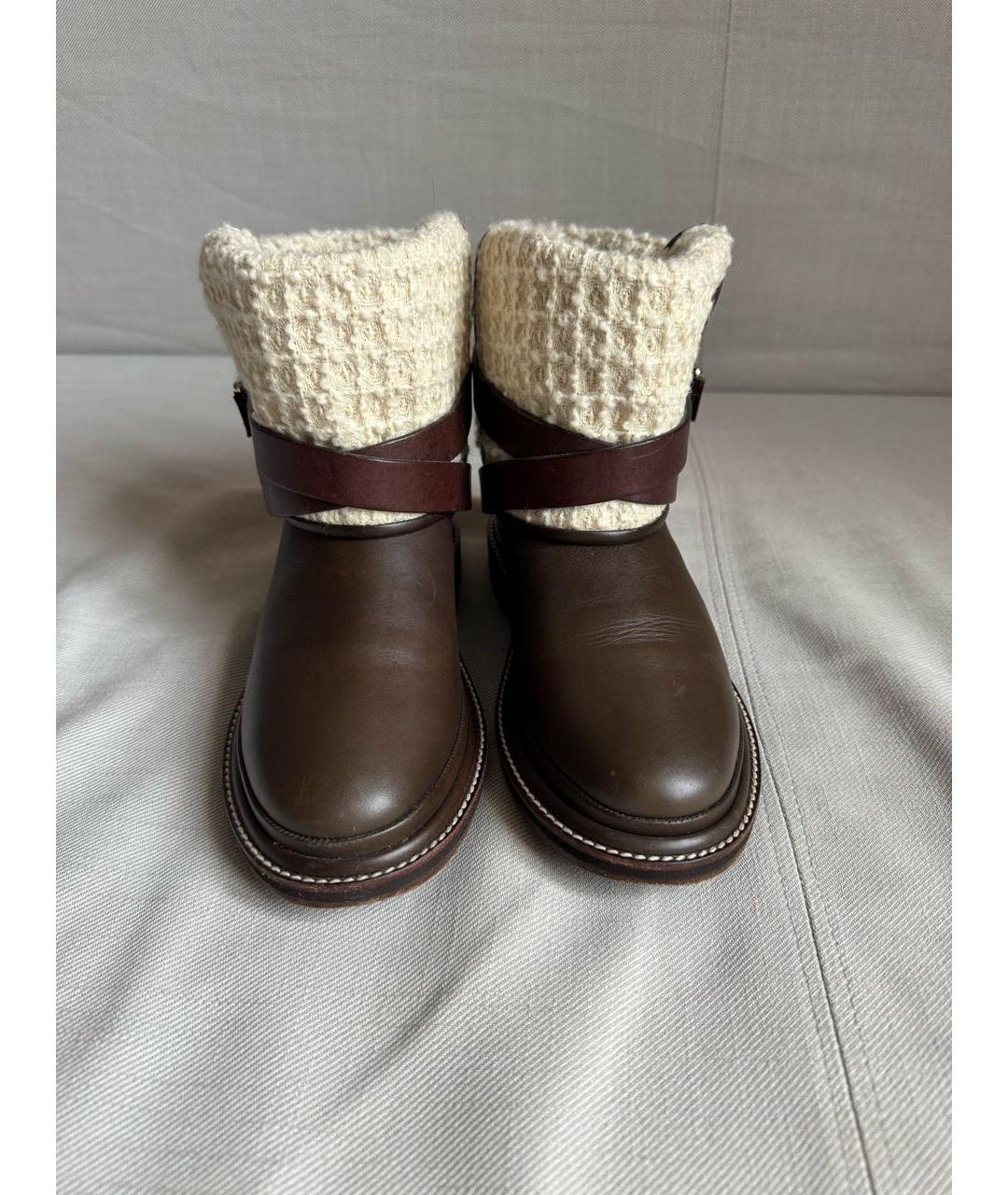 CHANEL Коричневые кожаные ботинки, фото 2
