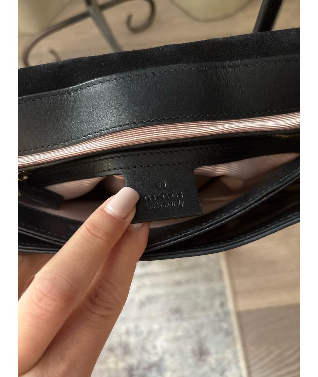 GUCCI Черная замшевая сумка через плечо, фото 5