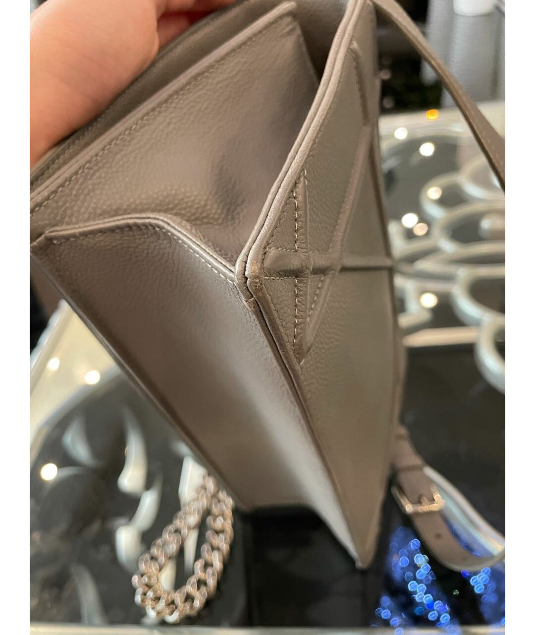 CHRISTIAN DIOR Серая кожаная сумка тоут, фото 7