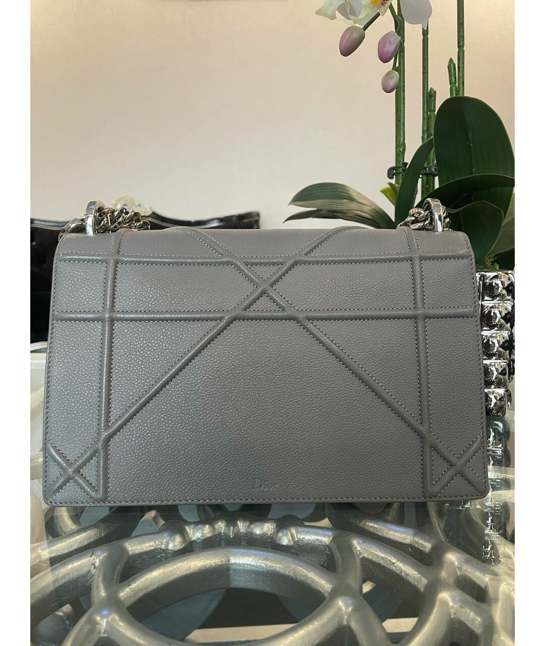 CHRISTIAN DIOR Серая кожаная сумка тоут, фото 3