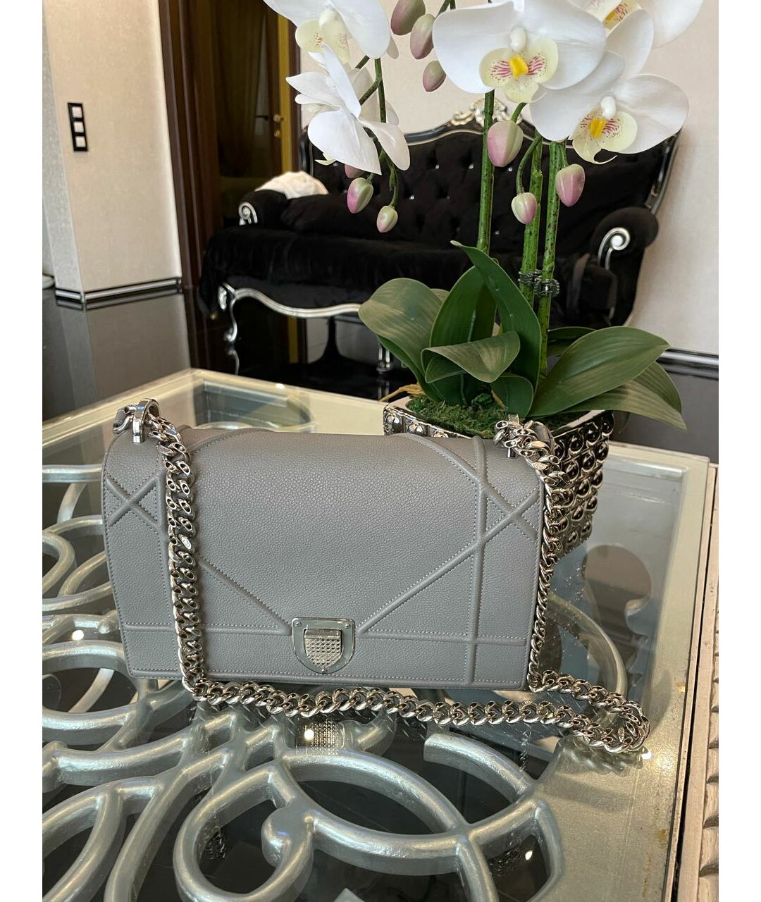 CHRISTIAN DIOR Серая кожаная сумка тоут, фото 8