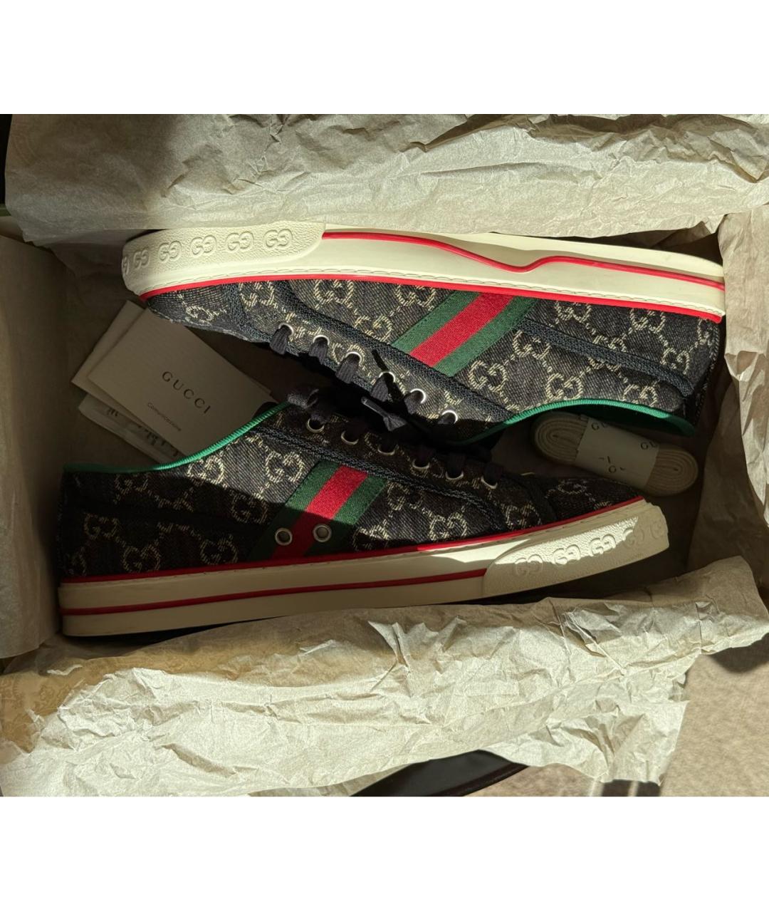 GUCCI Черные текстильные низкие кроссовки / кеды, фото 8