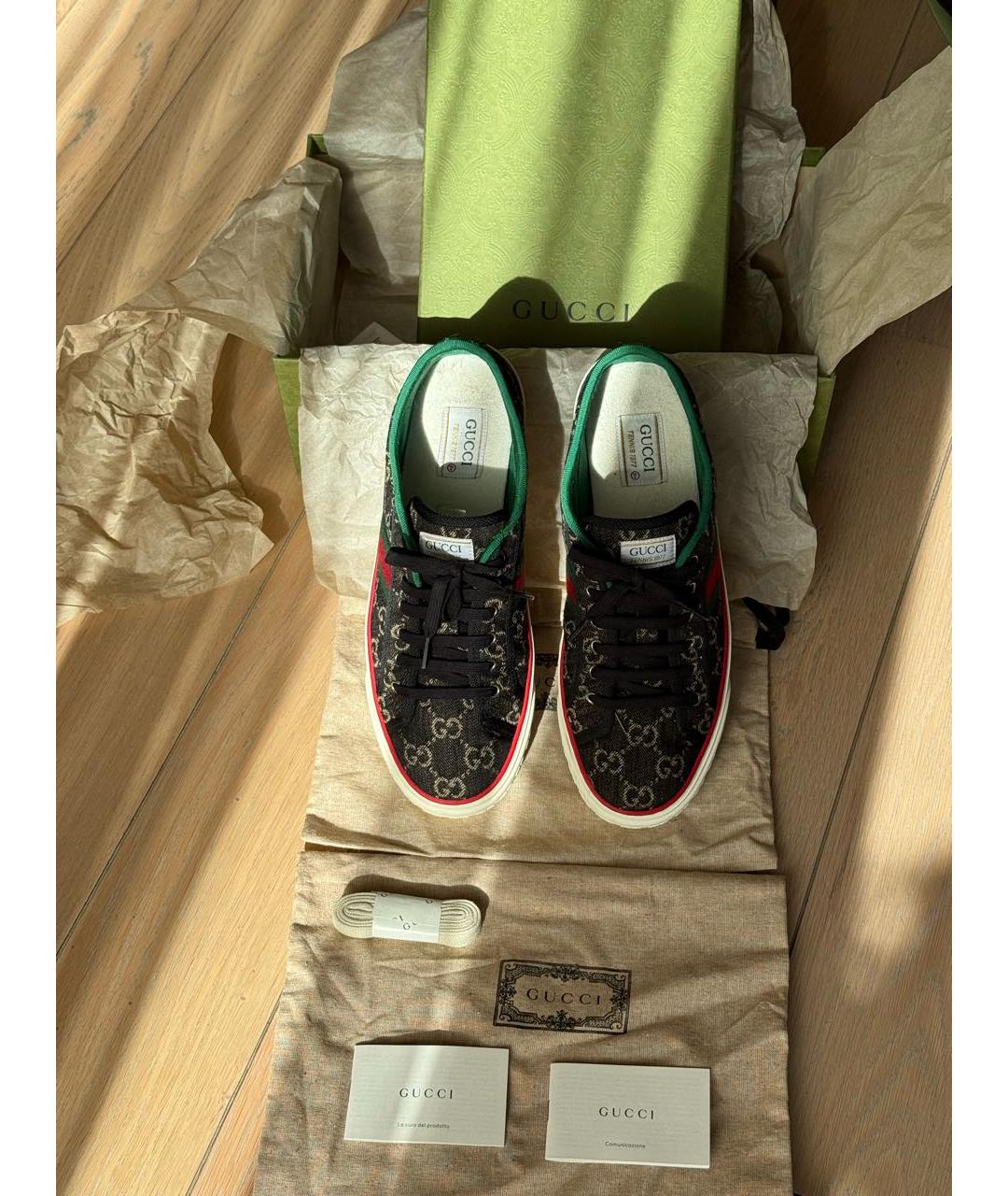 GUCCI Черные текстильные низкие кроссовки / кеды, фото 7