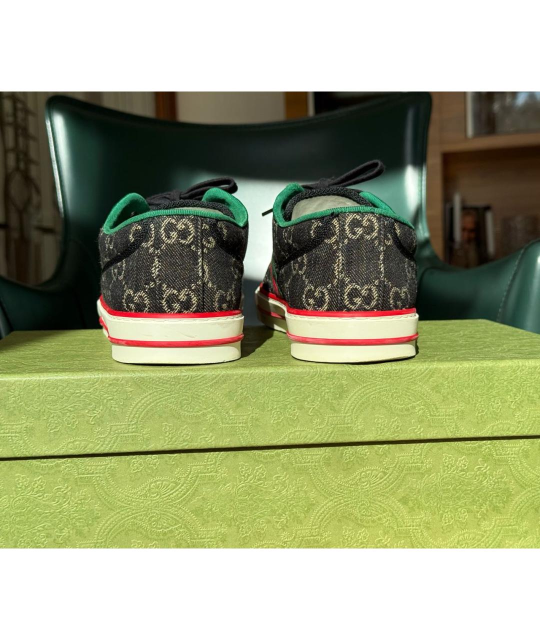 GUCCI Черные текстильные низкие кроссовки / кеды, фото 3