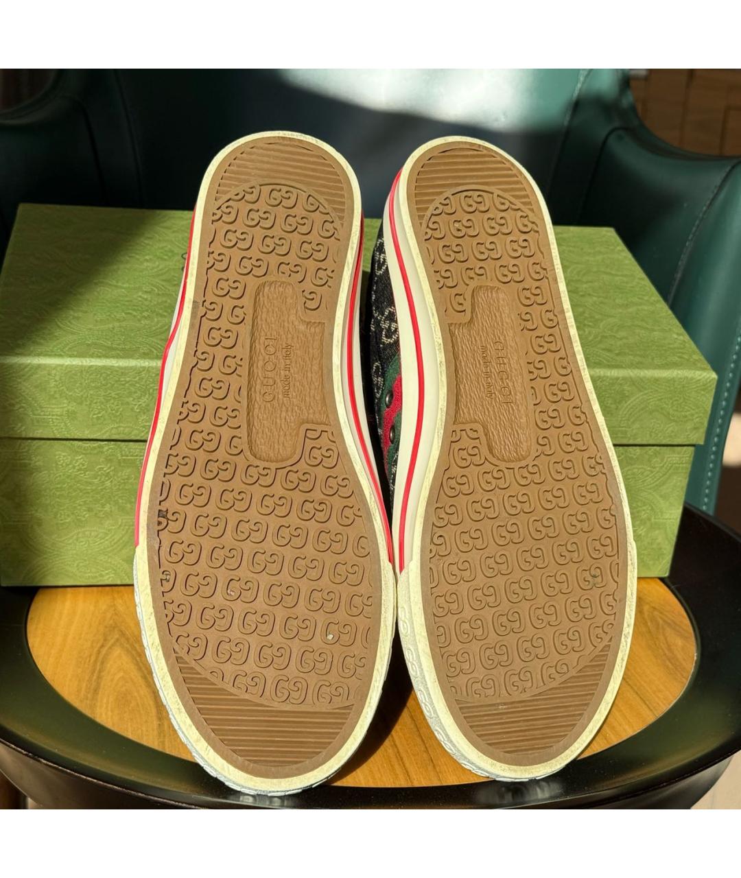 GUCCI Черные текстильные низкие кроссовки / кеды, фото 5