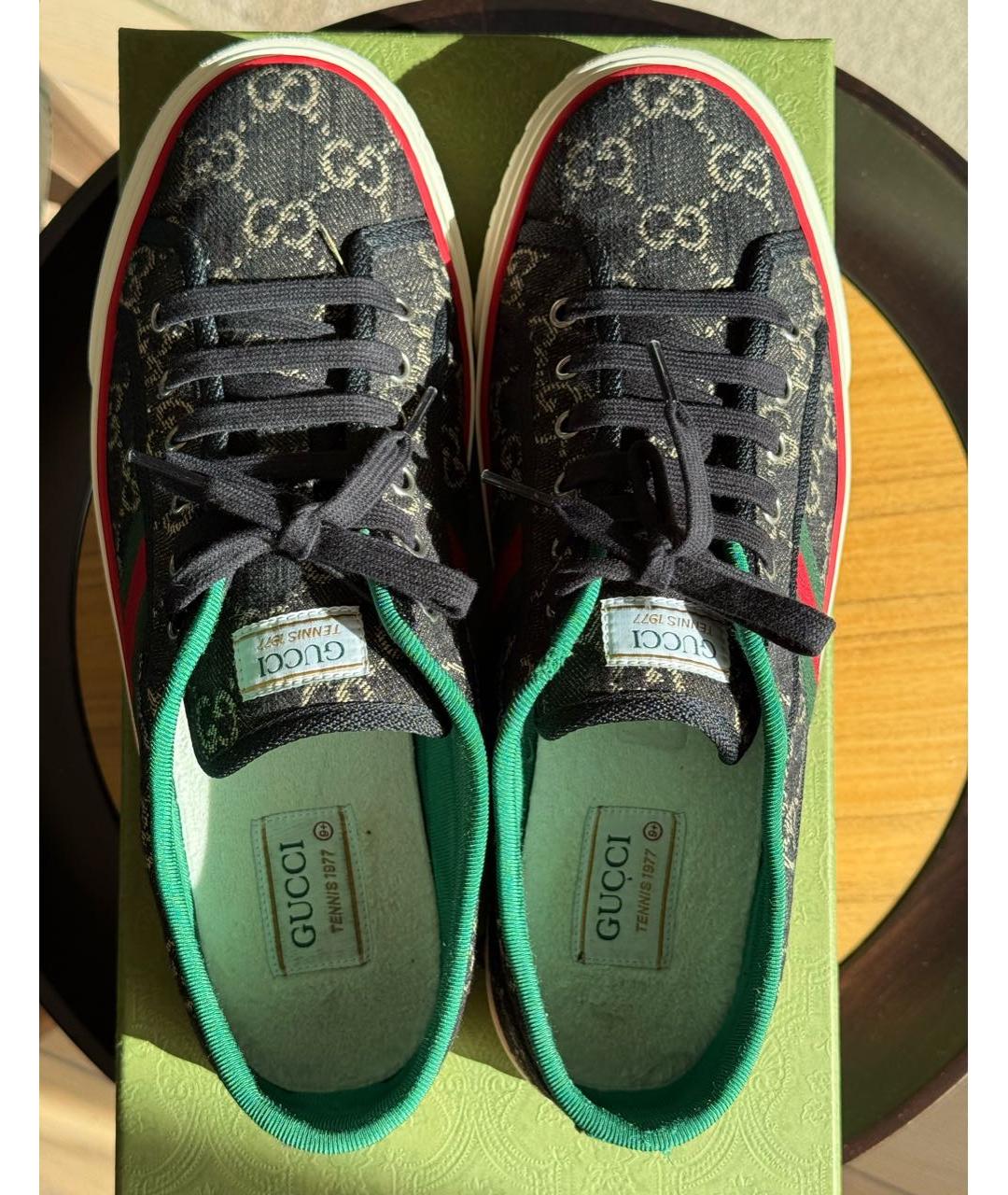 GUCCI Черные текстильные низкие кроссовки / кеды, фото 4