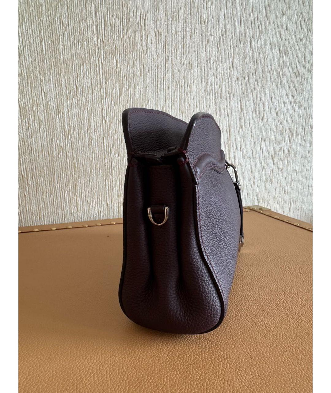 LORO PIANA Бордовая кожаная сумка через плечо, фото 2