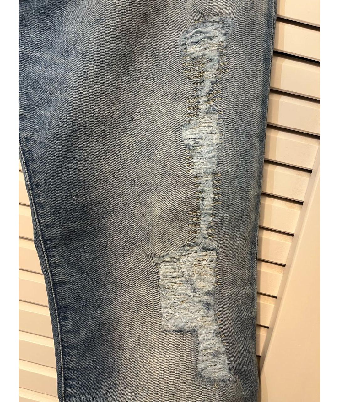 CALVIN KLEIN Голубые хлопко-полиэстеровые джинсы слим, фото 4