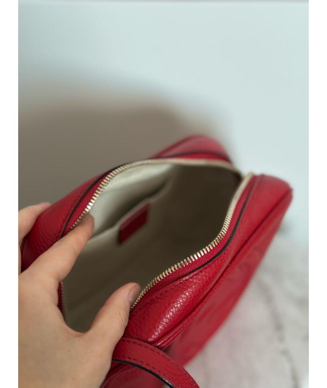 GUCCI Красная кожаная сумка через плечо, фото 4