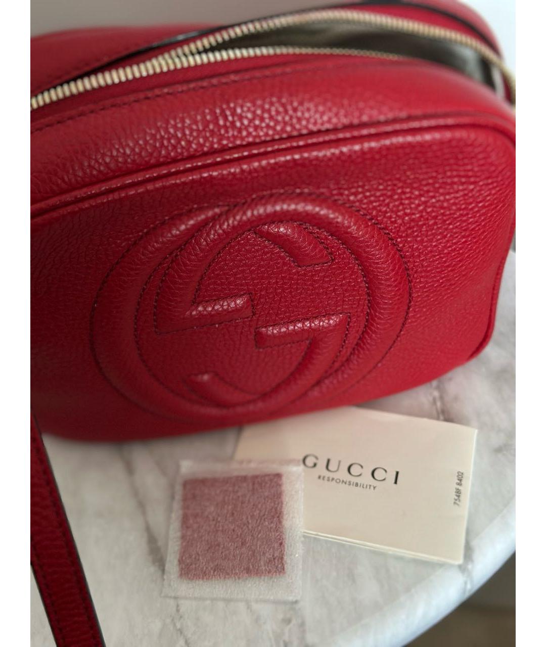 GUCCI Красная кожаная сумка через плечо, фото 7