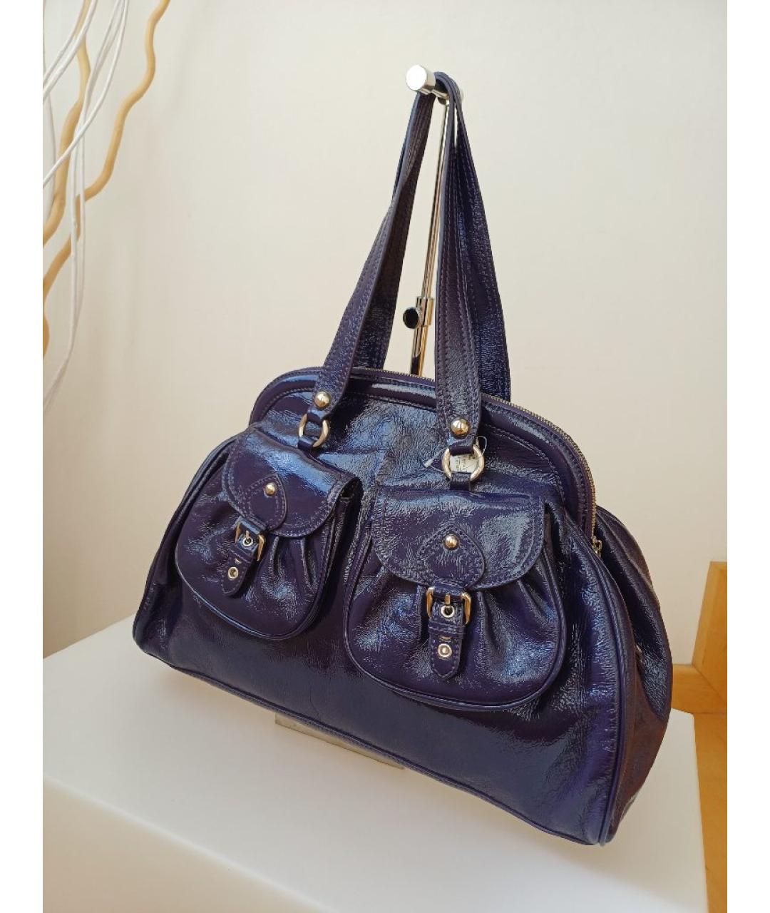 MOSCHINO Фиолетовая сумка тоут из лакированной кожи, фото 3