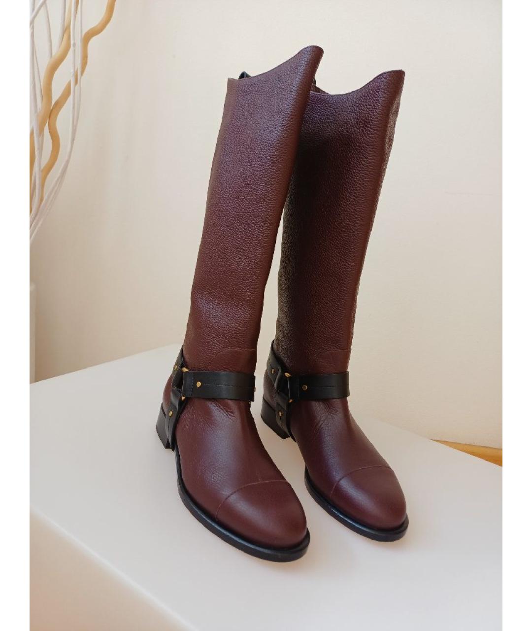CHLOE Бордовые кожаные сапоги, фото 5
